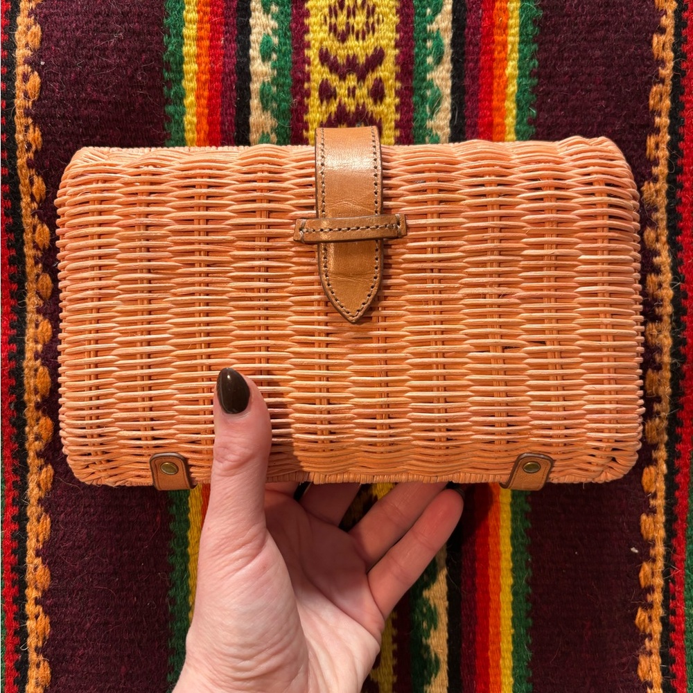 J. Crew Light Pink Rattan Clutch